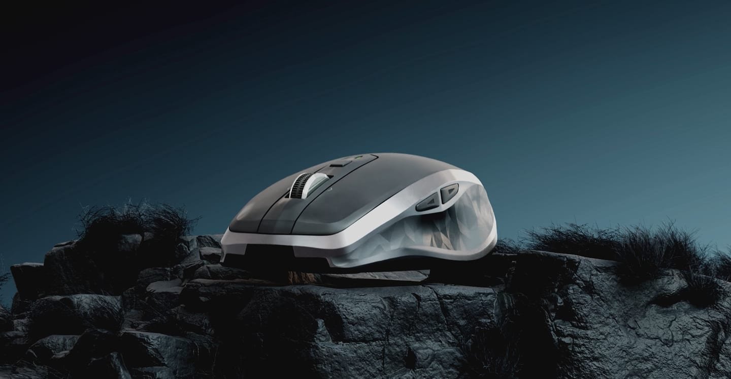 Logitech MX Anywhere 2S sobre una roca al anochecer